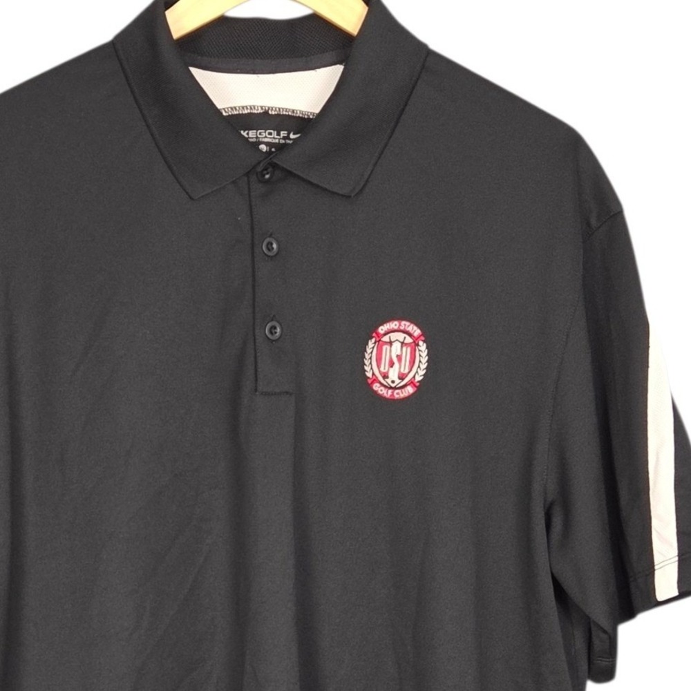 Nike Golf Polo Mens XL Black Ohio State Golf Club Dri-FIT Performance Shirt